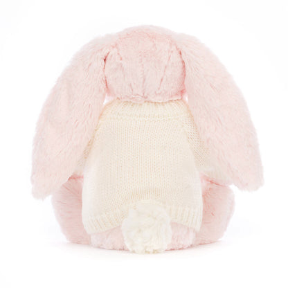 Bashful Pink Bunny With Personalized Cream Jumper - US 2288