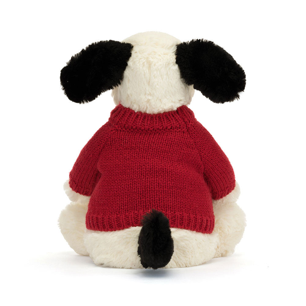 Bashful Black & Cream Puppy With Personalized Red Jumper - US 9614